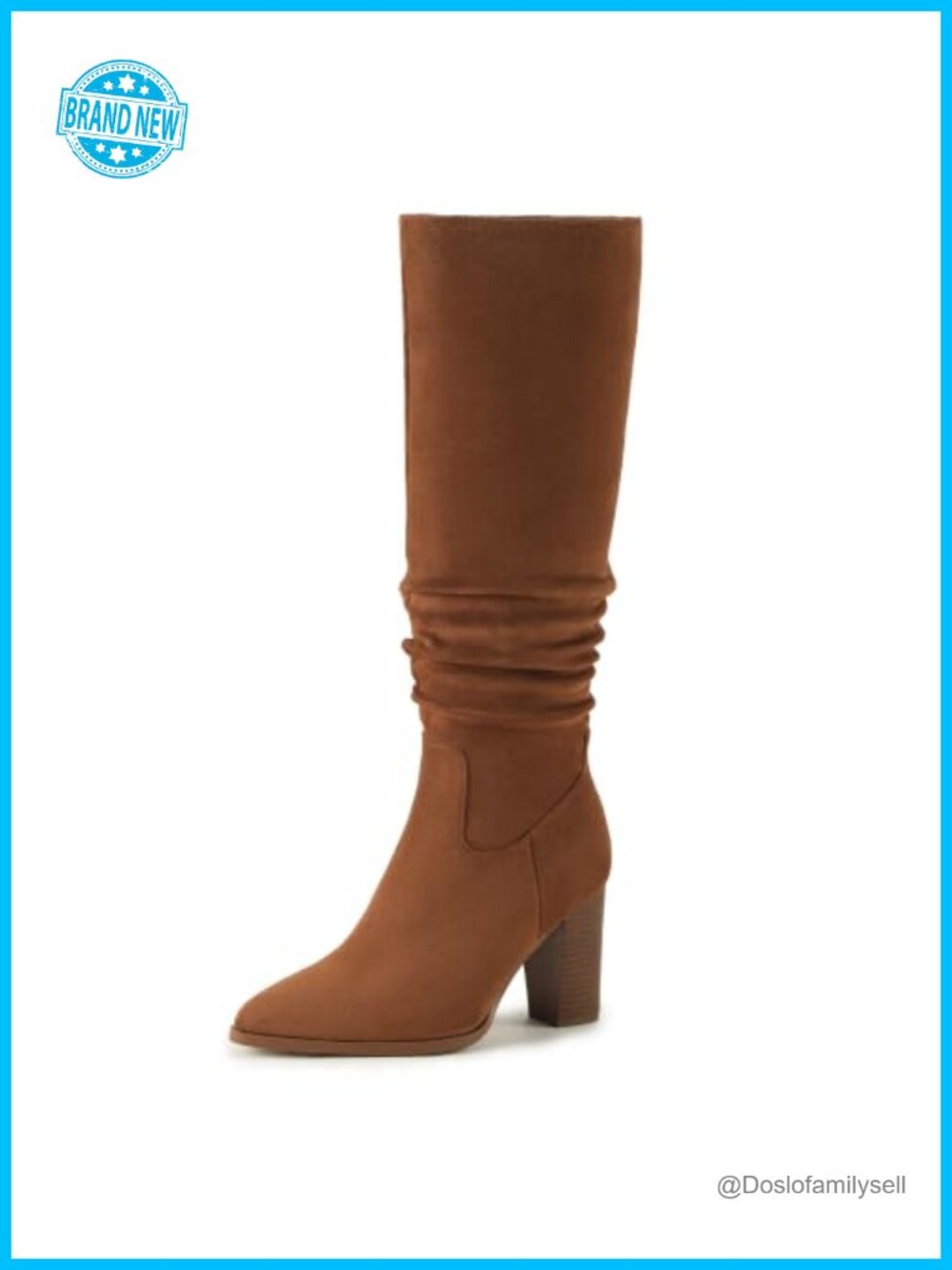 IDIFU Women's Knee High Slouchy Boots Tall Block Heel Pointed Toe